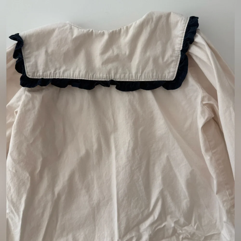 H&M 18M Cream Button-Up Shirt with Black Trim​